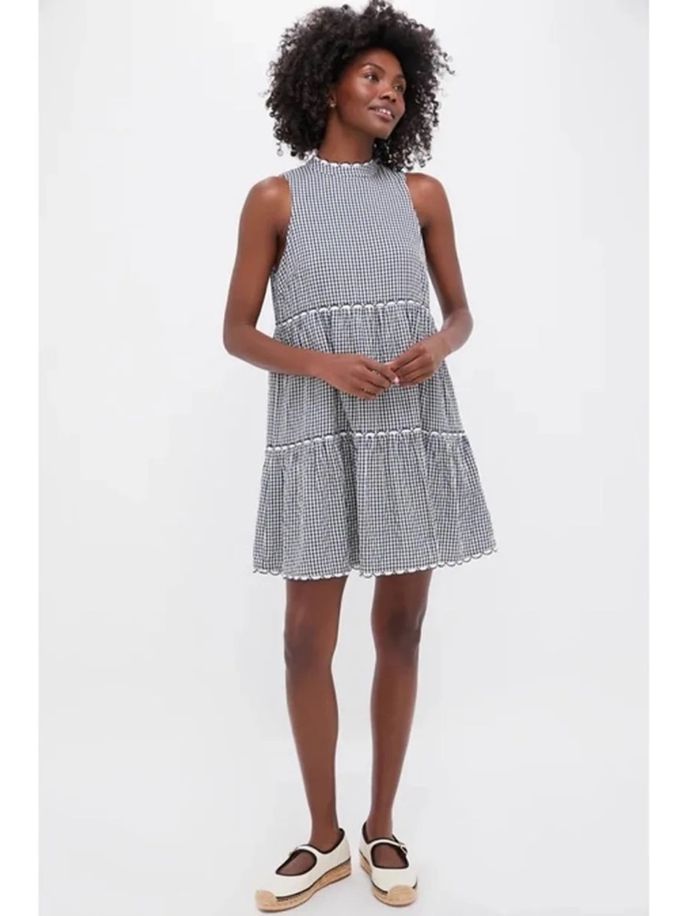 Tuckernuck Black and White Gingham Ruffle-Tier Mini Dress